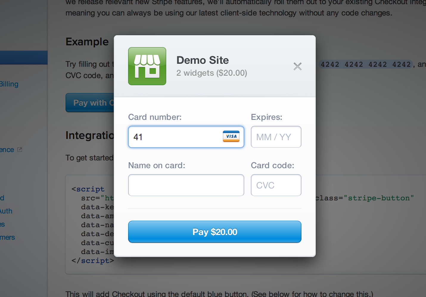 Stripe credit card detection